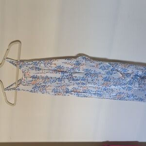 NWT Ecowash Summer FloralPrint Dress-Bias Cut-Lined Mid Length-White,Blue,Orange